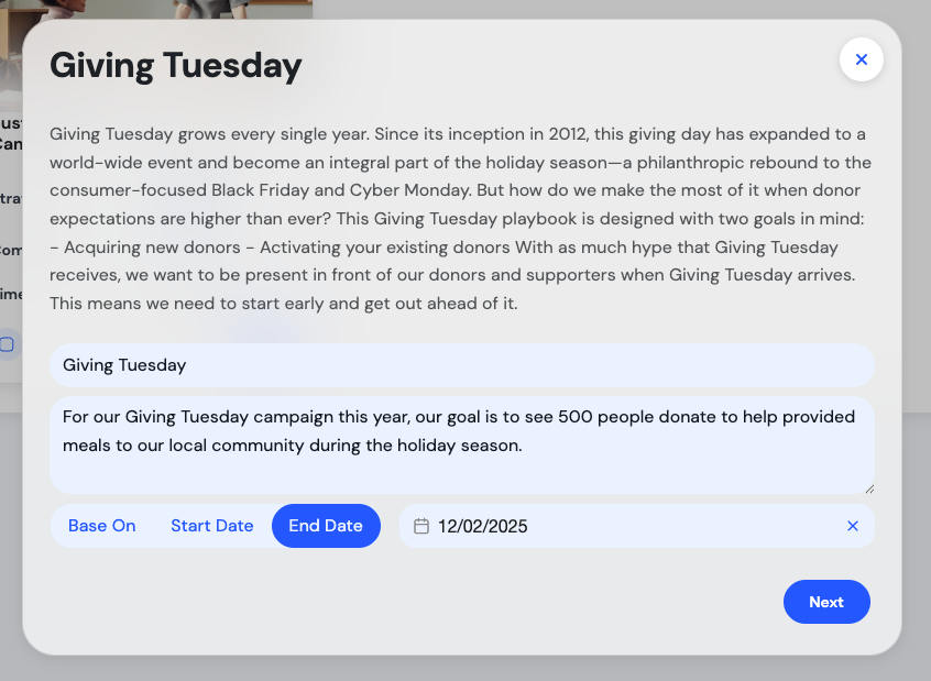 Create Play dialog with Name, Description, and Base On Date fields